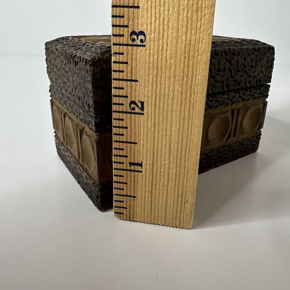 Vtg Wooden Carved 2 Deck Playing Card Box Hinged Heart Diamond Spade Club MCM - Picture 12 of 16